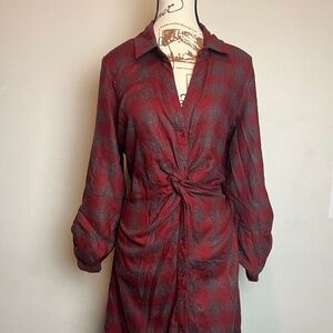 Plaid Button-Up Dress